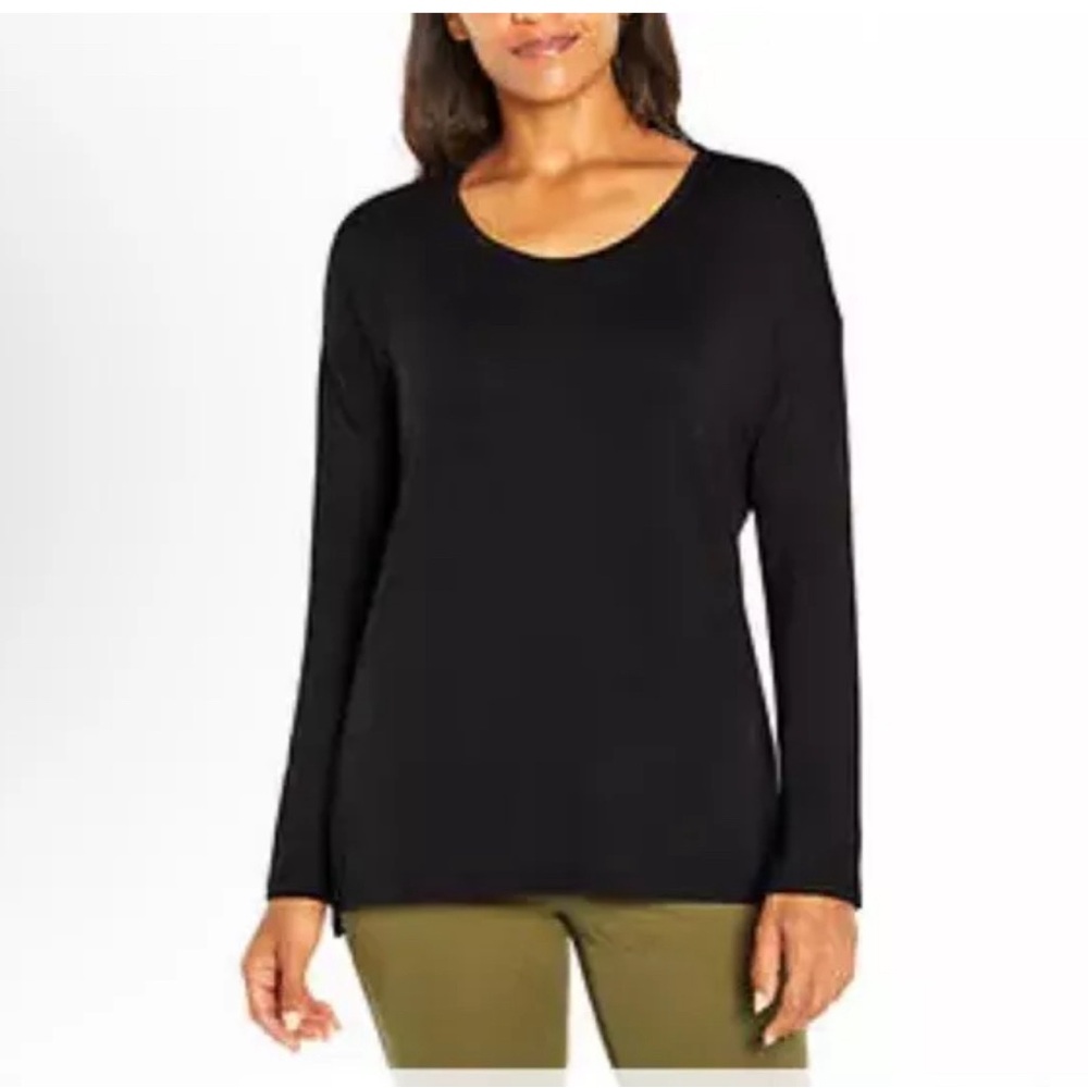 BANANA REPUBLIC black long sleeve rayon blend tunic T-shirt, women’s medium.